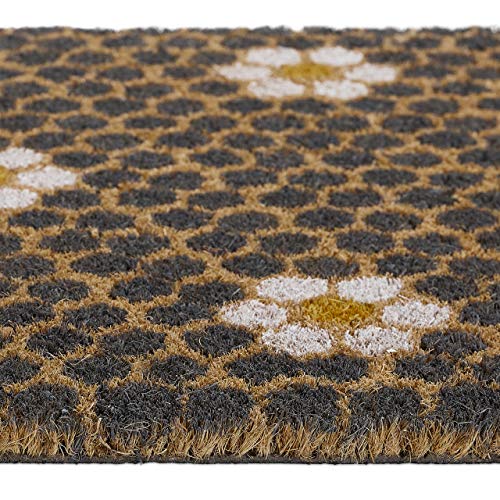 Relaxdays Doormat, Colourful Honeycomb and Flowers Motif, Door Mat Inside & Outside, 40x60 cm, Fruits, Yellow/Coir