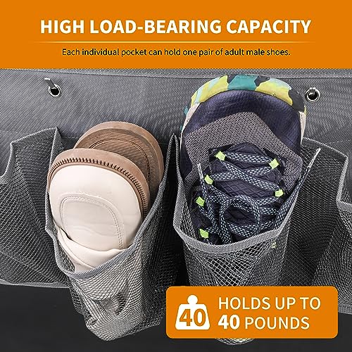 RVZONE RV Shoe Pockets 6 Large Pockets Heavy Hanging Bedside Storage Organizer with Sturdy Hooks Storage Pockets Hangs on bed for Shoes Toys and