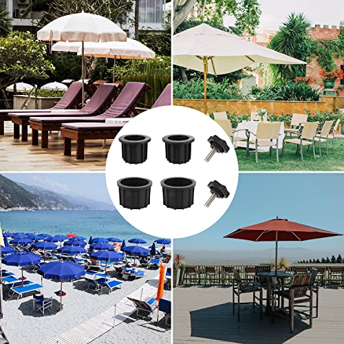 Kingovalley 4 Pcs Umbrella Base Stand Replacement Parts, Patio Umbrella Stand Replacement Parts with 2 Pcs M8 M8 Thread Replacement Hand Knob for