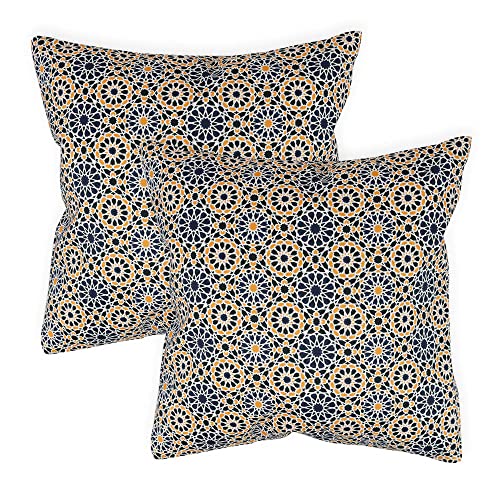 Gardenwize - Pack of 2 Outdoor Scatter Cushions, Garden Furniture Cushions - Covers & Pillows (Gold Palm)