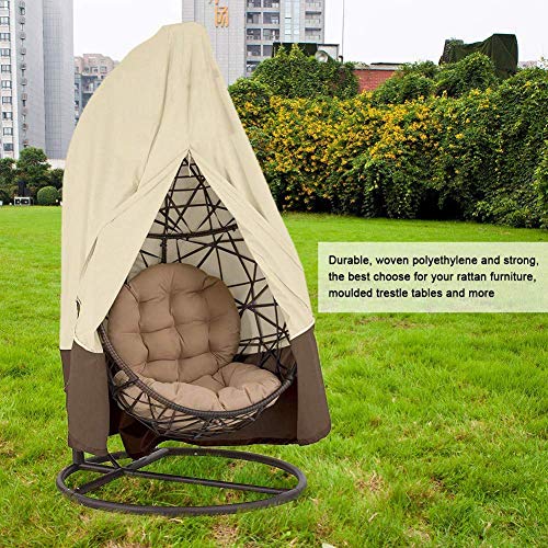 HONCENMAX UPGRADE Patio Hanging Chair Cover - Cocoon Egg Chair Cover - for Rattan Wicker Swing Seat Chair - Waterproof Furniture Protective Cover