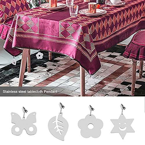 EMSea 16pcs Tablecloth Weights Stainless Steel Decorative Table Cloth Holder Clamps for Outdoor and Indoor Home Garden Picnic Leave/Flower/Star/B