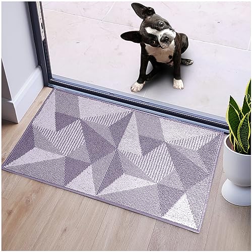 QUOKKADOO Door Mat Indoor Non-slip, Washable, Dirt-Trapper 50 x 80 cm Grey, Front Door Back Door, Super Absorbent