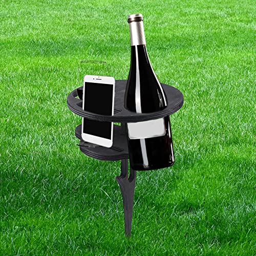 Fiacvrs Portable Wine Table, Wooden Folding Wine Racks, Snack Tray with Wine Glasses Holder, Wine Glass Rack for Picnic Outdoor, Camping, Beach(B
