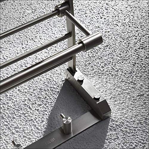 N/A Multifunctional Towel Rack- Bathroom Bath Towel Rack with Double Towel Bar Wall Mount Shelf Rustproof Stainless Steel Brushed Finish