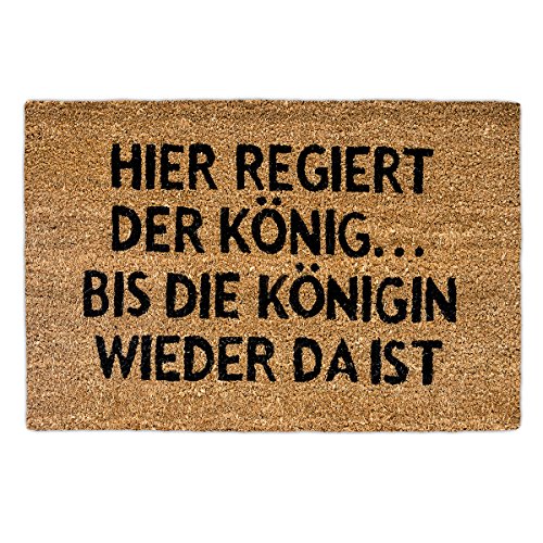 Relaxdays Natural Coconut Fibre Coir Doormat QUEEN German Welcome Mat w/ Anti-Slip Rubber PVC Underside, Brown