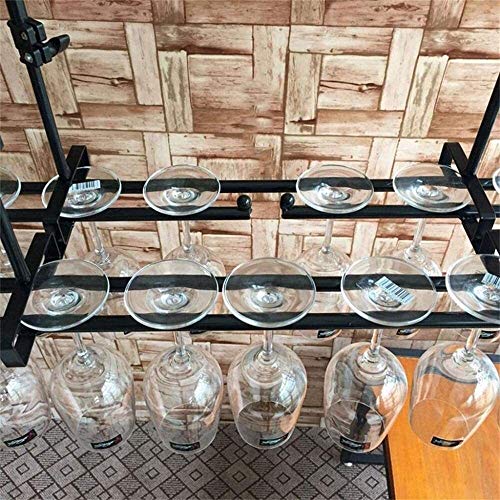 SUCHETA Hanging Wine Rack with Glass Holder and Shelf, Wine Lovers Bar Furniture& Wine Holder Ring-Shaped Wine Glass Rack Ceiling Mounted Hanging