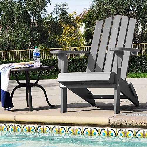 POLYTEAK Folding Adirondack Chair, Premium Poly Lumber, All Weather Resistant, Outdoor Patio Furniture, Plastic Adirondack Chairs for Patio Garde