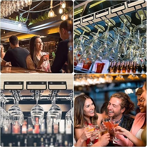 Evilsoul 11.8 Inch Wine Glass Rack,Wine Glass Rack Under Cabinet Stainless Steel Stemware Rack - Hanging Stemware Holder for Cabinet Kitchen Bar