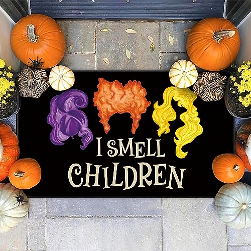 Halloween Door Mat Hocus Pocus Decorative Doormat I Smell Children Non Slip Front Porch Rug Seasonal Welcome Mat Entrance Floor Mat Halloween Hom