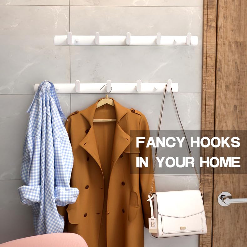 CyanCloud Coat Hooks,Coat Hooks Wall Mounted,Heavy-Duty Over Door Hanger,White Door Hooks Aluminum Coat Hook Wall Hooks for Hanging Bags Towel Ke