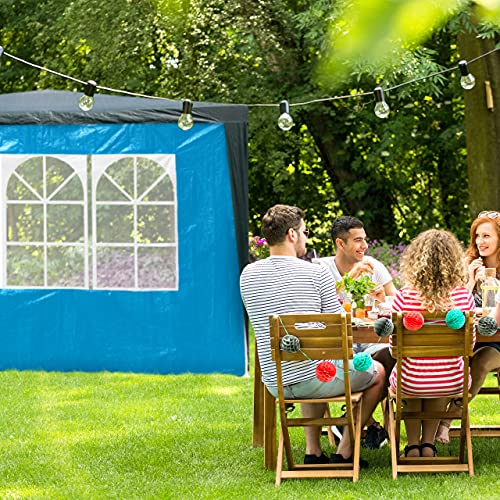 Relaxdays Side Walls Set of 2 2 x 3 m Gazebo Wall with Window, Waterproof, Side Panels for Gazebos, Light Blue