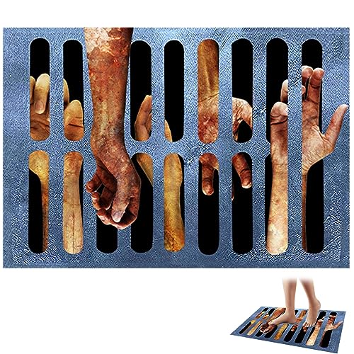 Qiuwaihei Halloween Door Mat 31.5x19.7 Inch 3D Horror Clown Sewer Doormat Non-slip Illusion Rug Halloween Doormat Bath Mat Style1Aisle Runners