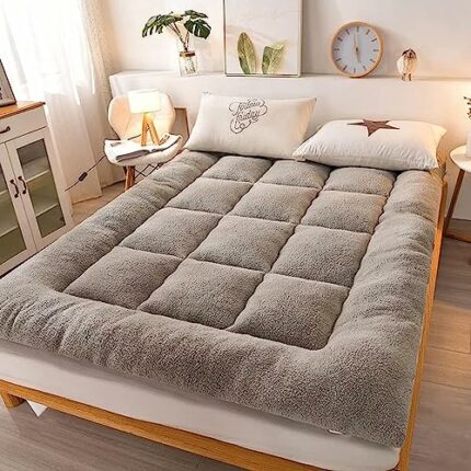 UE-MAOLU Plush Foldable Futon Mat - Full Size Non-Slip Tatami Mattress Topper For Adults & Children - Thicken Floor Mattress With Quilting, Singl