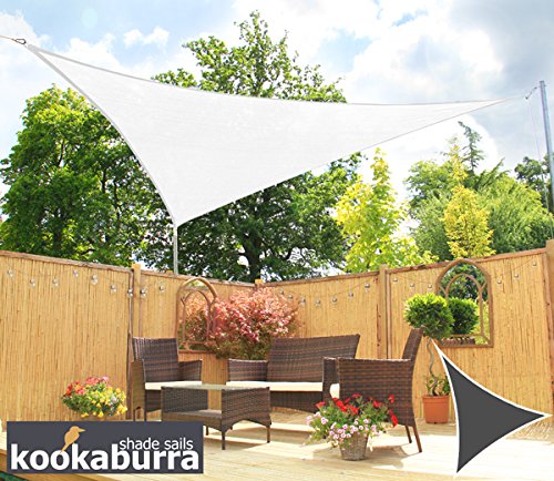 Kookaburra 2m Triangle 320gsm Knitted Sun Sail Shade Canopy 93.3% Commercial Grade UV Block (Polar white)