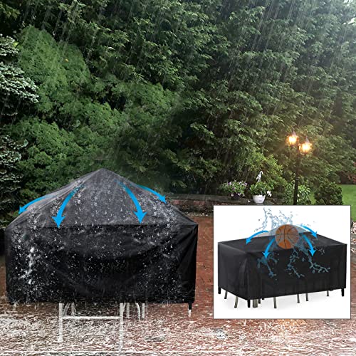 Large Rectangular Garden Table Covers Patio Furniture Covers Waterproof Black 213×132×74 CM Outdoor Table Cover Garden Lawn Rain Snow Chair Cover