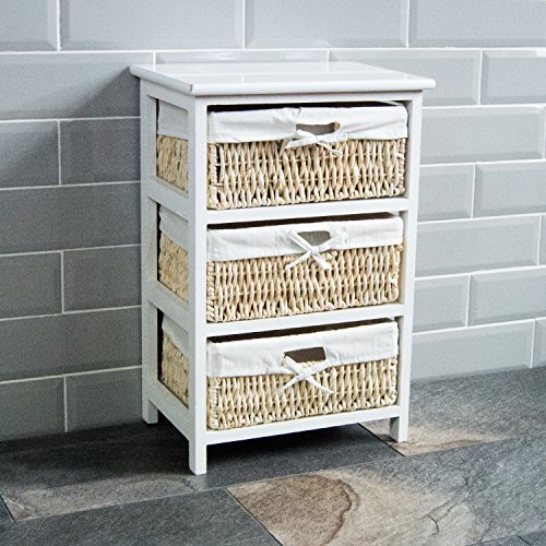 Home Vida Maize Storage Drawers Bedroom Bathroom Bedside Cabinet White, 3 Drawer