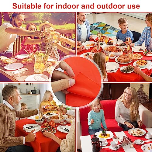 HXMJIED Rectangle Red Table Cover, 137 x 274 cm Party Rectangle Tablecloth, Wipeable Red Table Cover for Indoor or Outdoor Picnic, Baby Shower, W