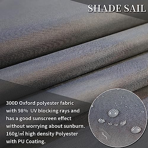 PATIO PLUS Sun Shade Sail 2 * 3m Rectangle, 300D Oxford Fabric Garden Sail PU Coating UV Block, Patio Canopy Durable for Outdoor Yard Lawn Pool B