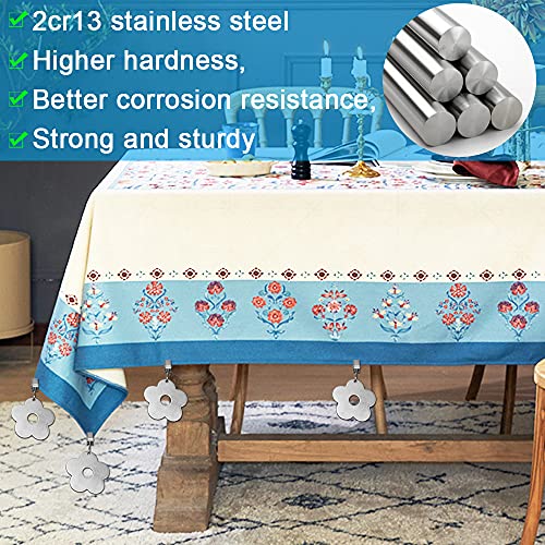 STCRERAG Tablecloth Weights,8Pcs Stainless Steel Tablecloth Clips,Decorative Table Cloth Holder Clip,Heavy Duty Tablecloth Pendants with Clips fo
