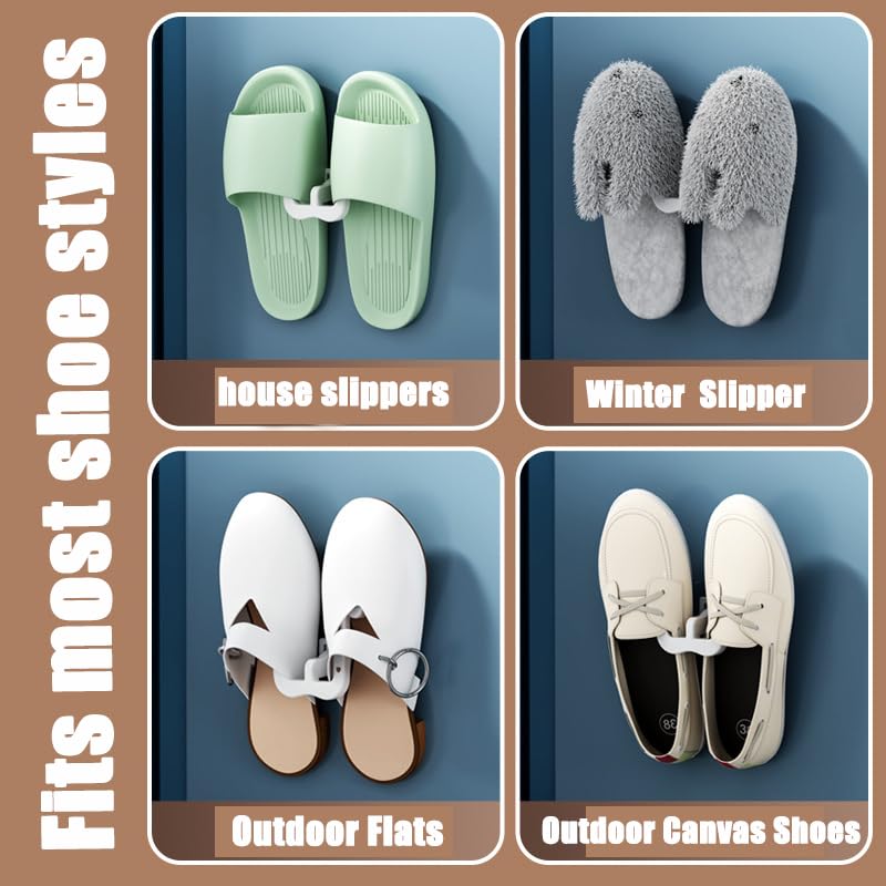Braleto 10 Pcs Slipper holder, Wall Mounted Door Slippers Organizer Self Adhesive Slipper holder Multifunctional Slippers Organizer for Bathroom