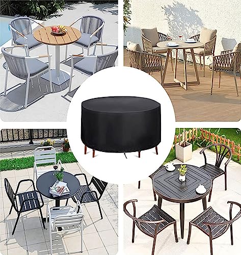 Gutsbox Garden Furniture Covers Waterproof Round Patio Furniture Covers 420D Heavy Duty Oxford Fabric Outdoor Patio Table Cover, Waterproof, Wind
