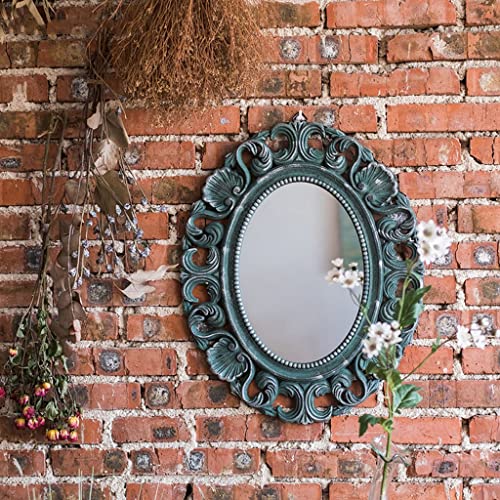 SDFGH Oval Handmade Wall Hanging Hollow out Antique Blue Classic Framed