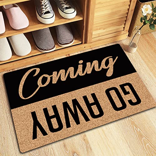 MjiejieM Funny Doormats Coming Go Away Indoor Floor Welcome Mat for Entrance Way Rubber Back for Front Door Indoor Outdoor Cute Rugs 23.6"(L) x 1