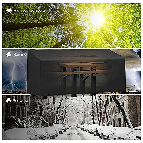 FlyLemon 3 Seater Garden Bench Cover,Breathable 420D Oxford Fabric, Waterproof UV Resistant Outdoor Bench Seat Cover (163 x 66 x 63 / 89cm)