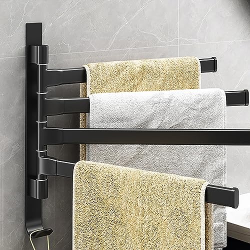 ROSEBEAR 4 Arm Towel Rail, Swivel Towel Rail Towel Holder Wall-Mounted Swing Towel Rack for Kitchen, Bathroom, Toilet, Hot Tub, Spa