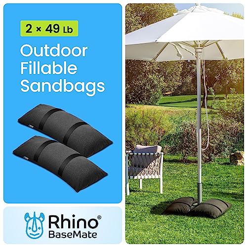 Rhino BaseMate Umbrella Base Weights Outdoor Fillable Sandbags | Weatherproof Patio Furniture Weights | 2 Sandbag Weights for 49 lb. Each | Arche