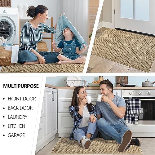 FONEYI Indoor Door Mat, Front Back Door Mats 32"x48" Rubber Backing Non Slip Rug, Absorbent Resist Dirt Entrance Doormat Inside Floor Mats for En