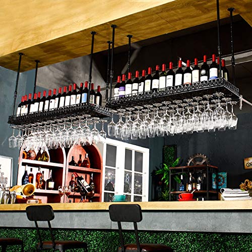 Fashion Creative Wine Cup Rack Upside Down Goblet Wrought Iron Hanger Stem Ware Holder J1116, PIBM, Black, 100 * 35cm