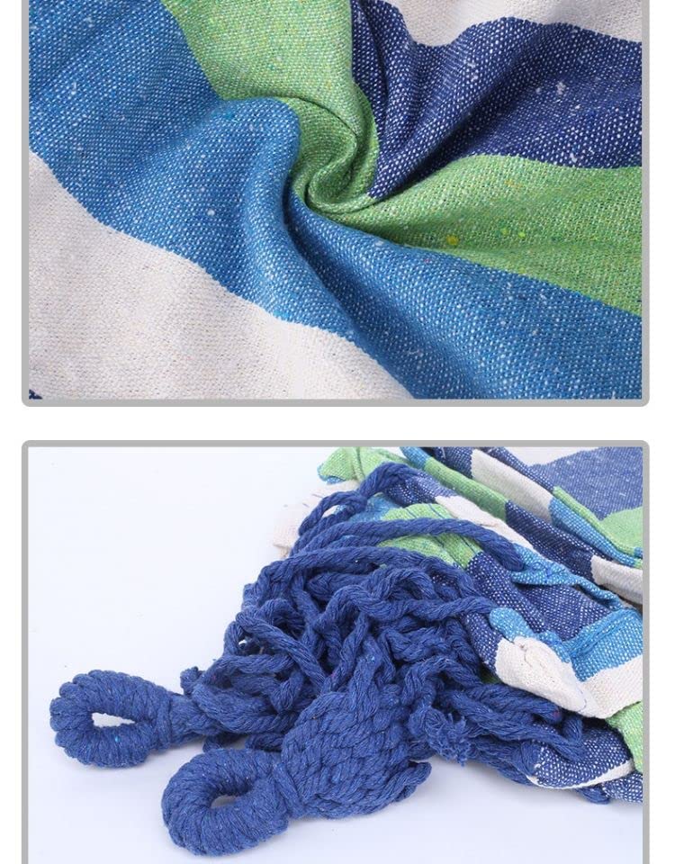 Outdoor Woven Cotton Hammock, 2 Person Camping Hammock Portable Lightweight with Carrying Bag, Ideal for Patio, Balcony, Patio Garden, Camping (L