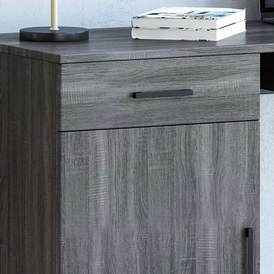 N/A Imitation Wood Computer Desk Dark Grey Black Desk Desk With Locker Drawer Office Furniture Home (Color : A)