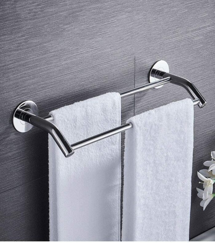 Bathroom Wall Rack, Stainless Steel Towel Rack, No Punch, Bathroom Double Towel Bar, Kitchen Bathroom Rack/32Cm
