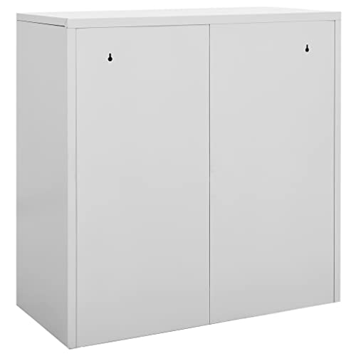 vidaXL 2x Locker Cabinets Home Office School Modern Locker-Style Storage Side Document Cabinet Organiser Cupboard Light Grey Steel