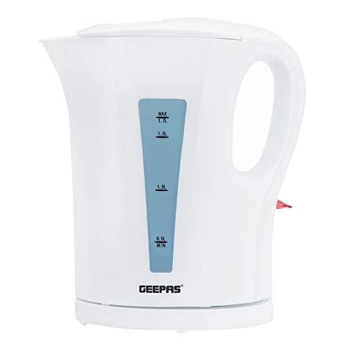 Geepas Electric Kettle, 2200W | Boil Dry Protection & Auto Shut Off | 1.7L Cordless Fast Boil Jug Kettle for Hot Water Tea or Coffee | Swivel Bas