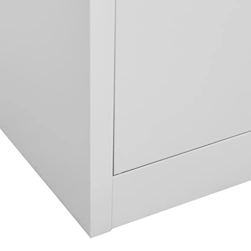 vidaXL 2x Locker Cabinets Home Office School Modern Locker-Style Storage Side Document Cabinet Organiser Cupboard Light Grey Steel