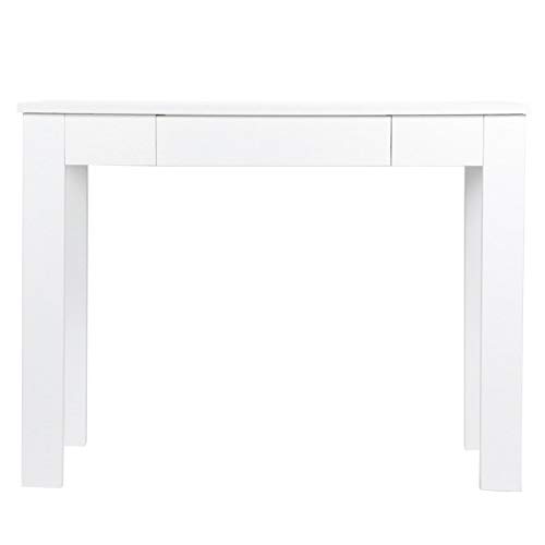 Particle Board Desk Table with Drawer for Home Office Bedroom Living Room Laptops Paperwork White