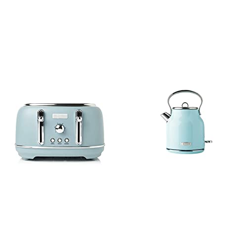 Haden Highclere Cream Toaster 4 Slice - Electric Stainless steel Toaster With Reheat And Defrost Functions - Easy To Clean - Removable Crumb Tray
