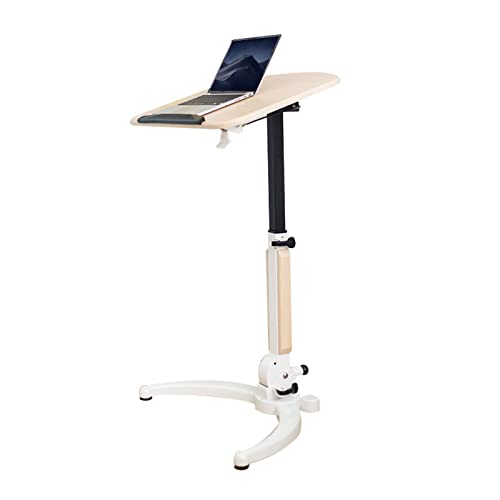 QINAIDI Foldable Mobile Standing Desk, Height Adjustable, 90° Tiltable Rolling Laptop Desk, with Wheels Non-Slip Mat, for Home Office,A