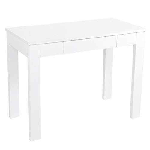 Particle Board Desk Table with Drawer for Home Office Bedroom Living Room Laptops Paperwork White