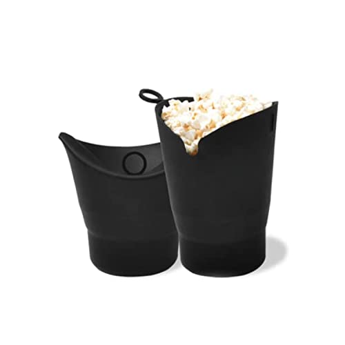 EarthVibes Silicone Microwave Popcorn Popper with Lid and Lock Ring, Reusable Microwaveable Popcorn Maker Individual Serving, Movie Night Food Ma