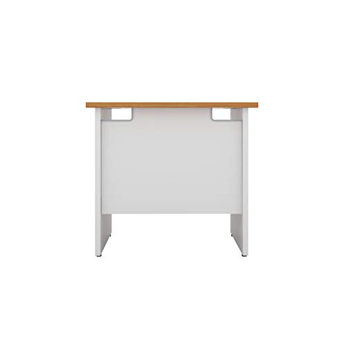 Office Hippo Heavy Duty Square Office Desk with Panel Ends, 80 x 80 x 73 cm, White Legs, Oak Top