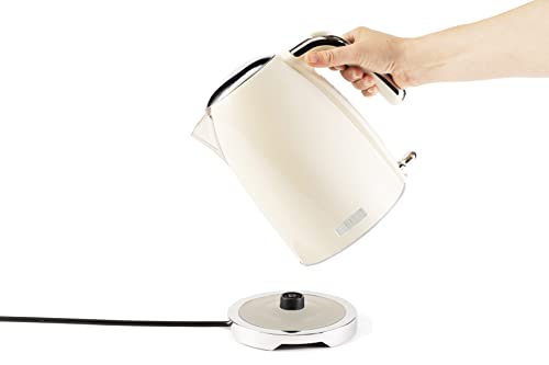 Haden Brighton Cornish Cream Kettle – Jug-Style Electric Fast Boil Kettle - Stainless Steel Body - Boil Dry Protection - Water Window And Scale -
