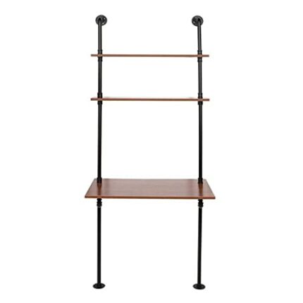 DLOETT Industrial Style Computer Laptop Desk Storage Table with Shelves Wall Bookshelf for Home Office Home Office Storage Wall Table