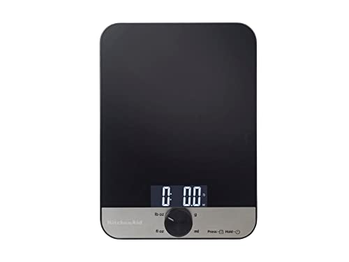 KitchenAid Digital Glass Top Kitchen Scale, 5000g Dry / 5000ml Liquid Capacity, Black