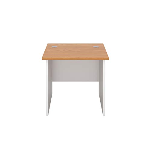 Office Hippo Heavy Duty Square Office Desk with Panel Ends, 80 x 80 x 73 cm, White Legs, Oak Top