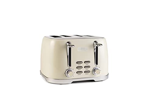Haden Brighton Cream Toaster 4 Slice - Electric Stainless Steel Toaster - Reheat and Defrost Functions - 6 Variable Browning Controls - Self Cent